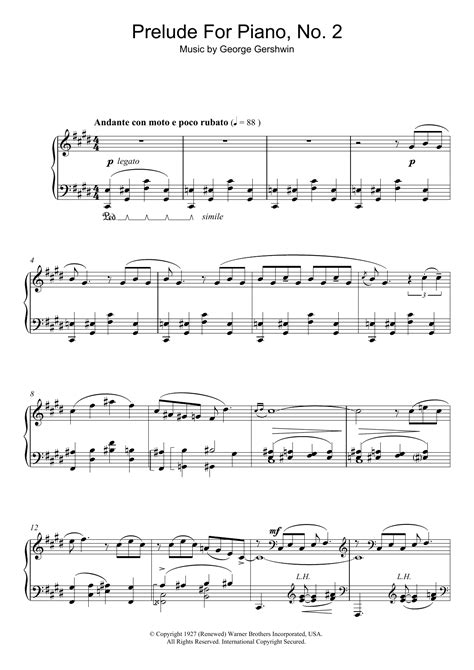 Free Sheet Music Gershwin Prelude No 2 Michel Camilo